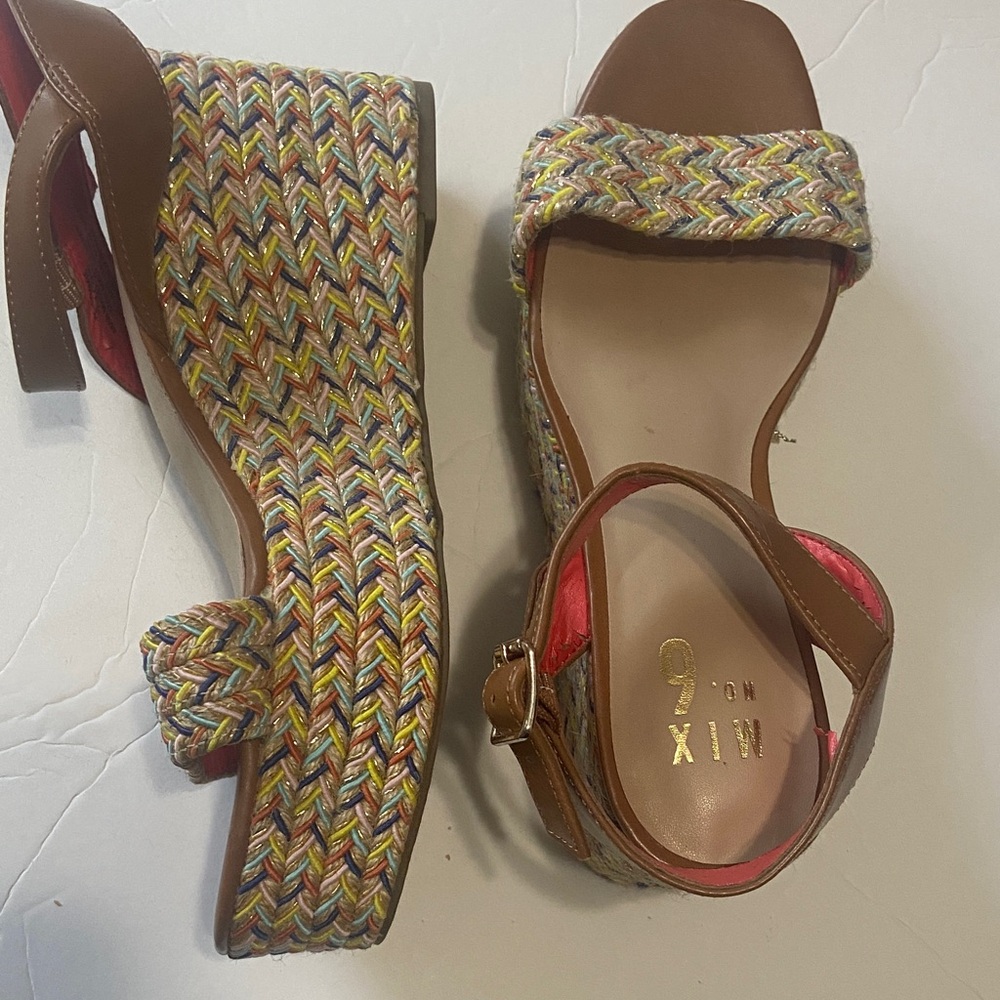 Mix No. 6 Brown Multicolor Woven Wedges